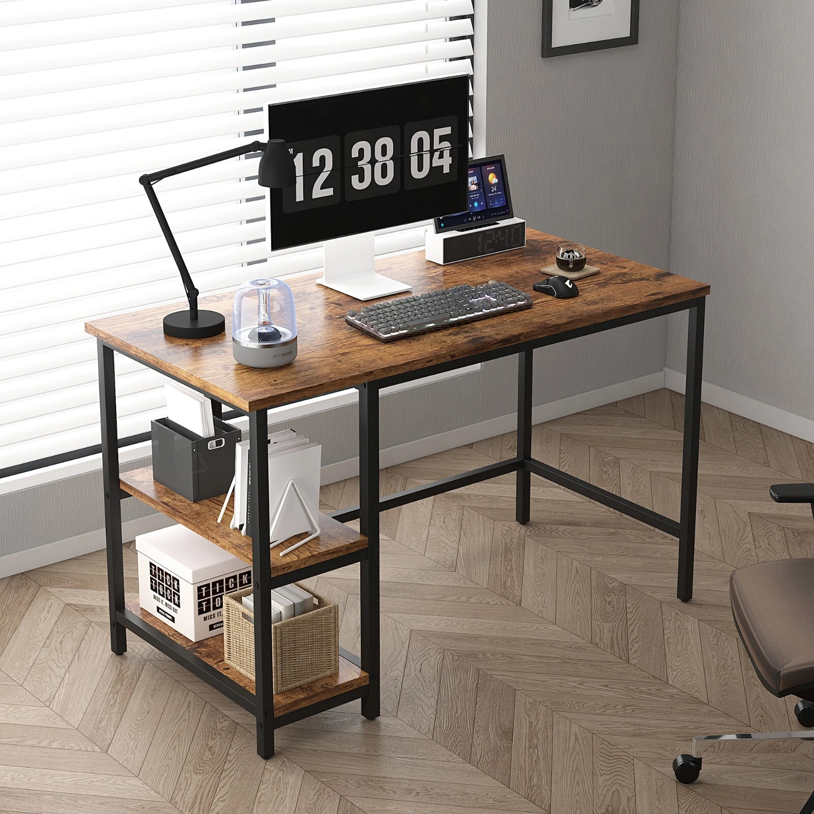 Computer Desk w/ 2 Shelves on Left or Right for Of
